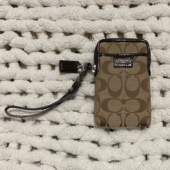 Coach Brown Signature Wristlet